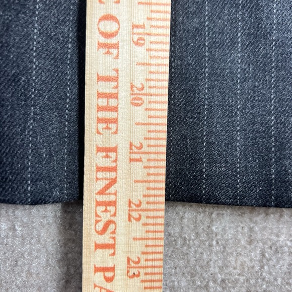 Harve Benard 100% Wool Pinstripe Blazer Sz 10 Gray Chain Fringe Trim Velvet Cuff - Picture 8 of 10